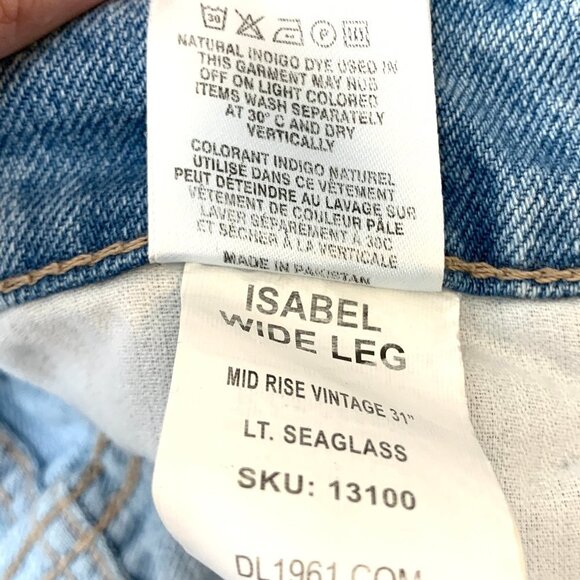 DL1961 Isabel Wide Leg Jeans Womens 28 Blue Lt. Seaglass Light Wash High Rise - Picture 9 of 10